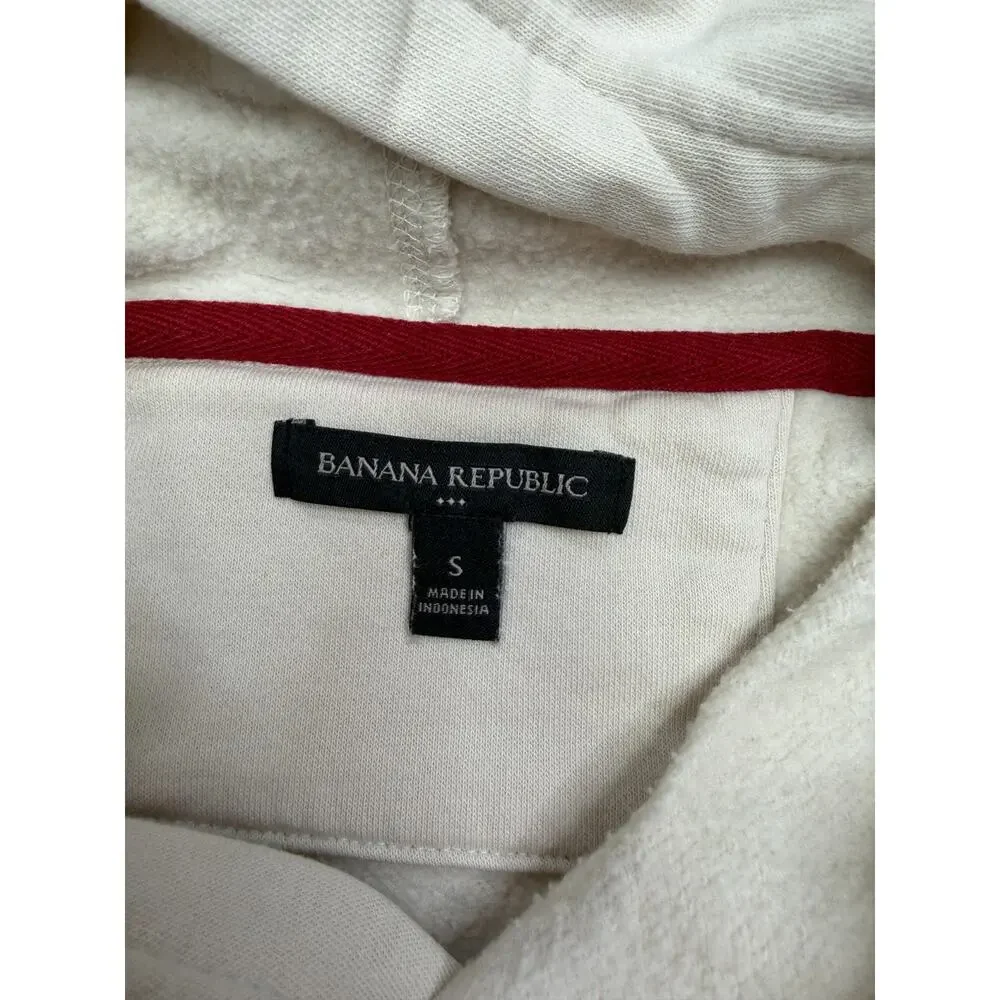 Banana Republic Mens Cream Green 1978 Hooded Sweatshirt Size S